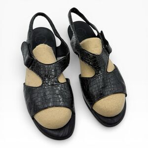 SAS Tripad Comfort Black Snake Print Leather Sandals Womens 8 N Sling Back Strap